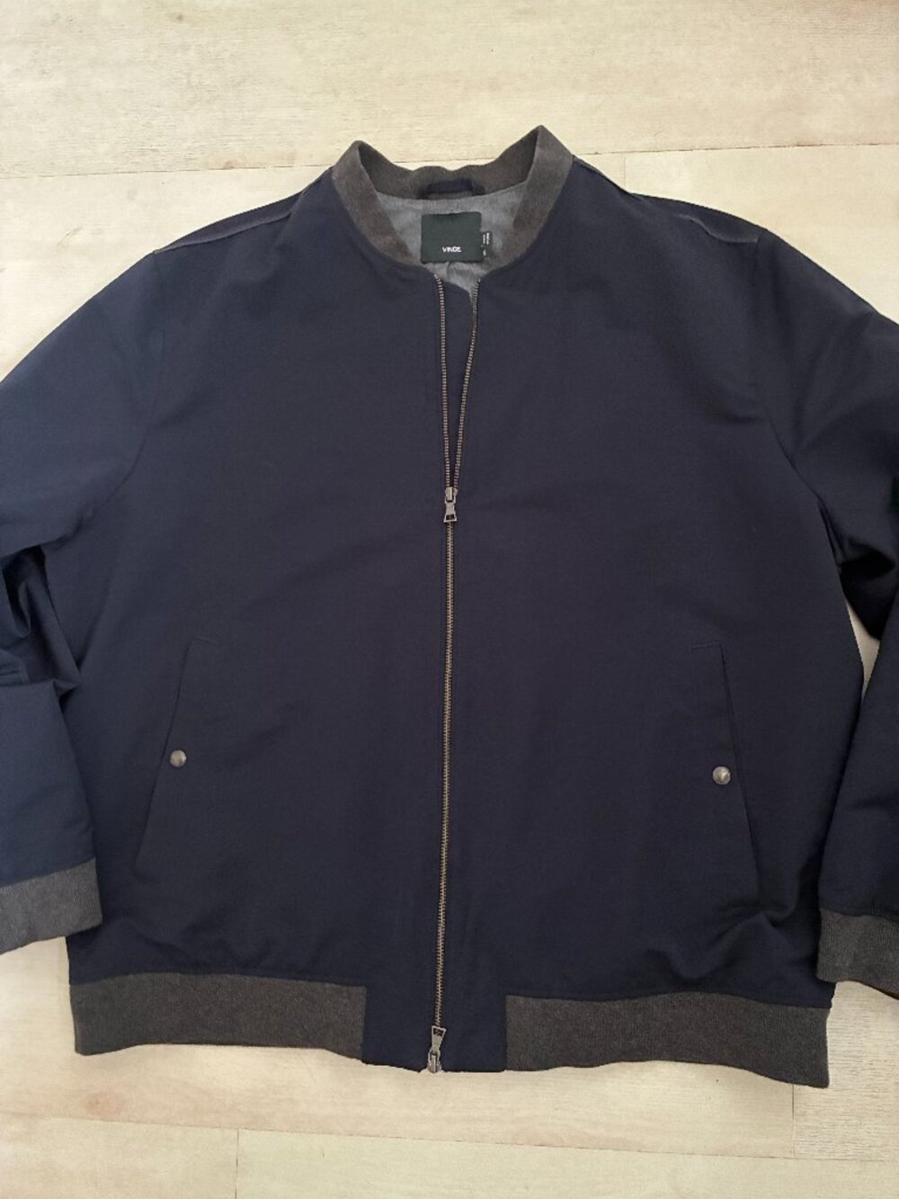 Vince Navy Blue Bomber Jacket (Style #M27824371) Size XXL